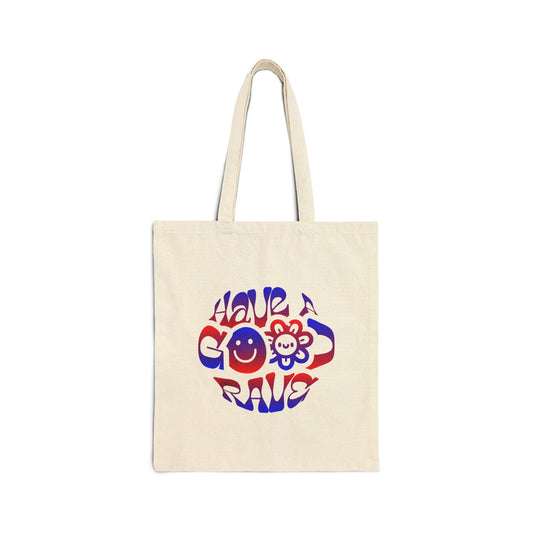 "Have A Good Rave" Blue and Red Tote Bag