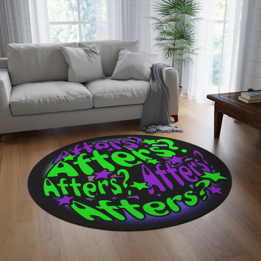 "Afters?" Green and Purple Round Rug