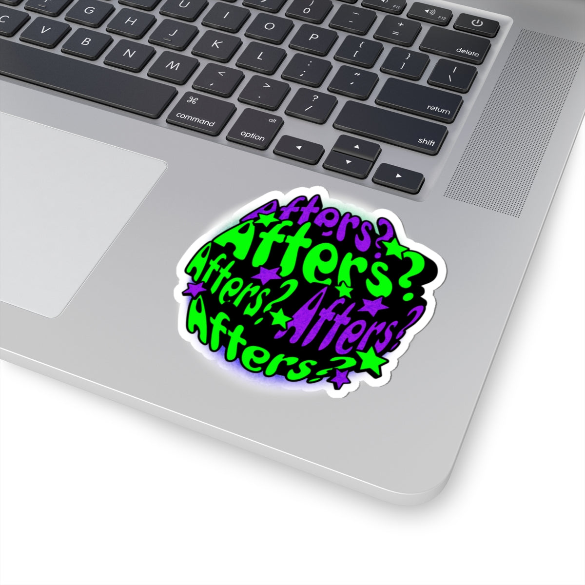 "Afters?" Green and Purple Sticker