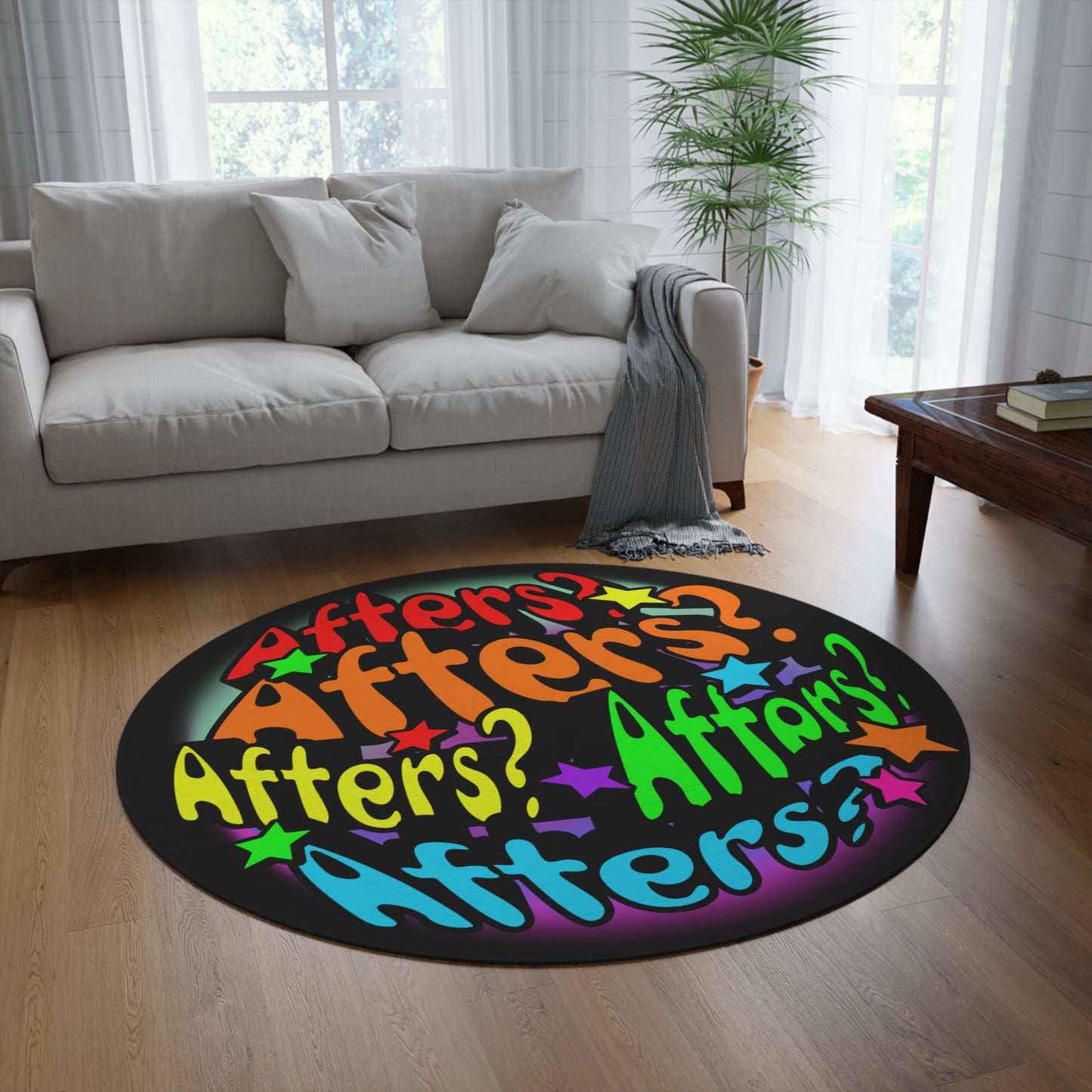 "Afters?" Rainbow Round Rug