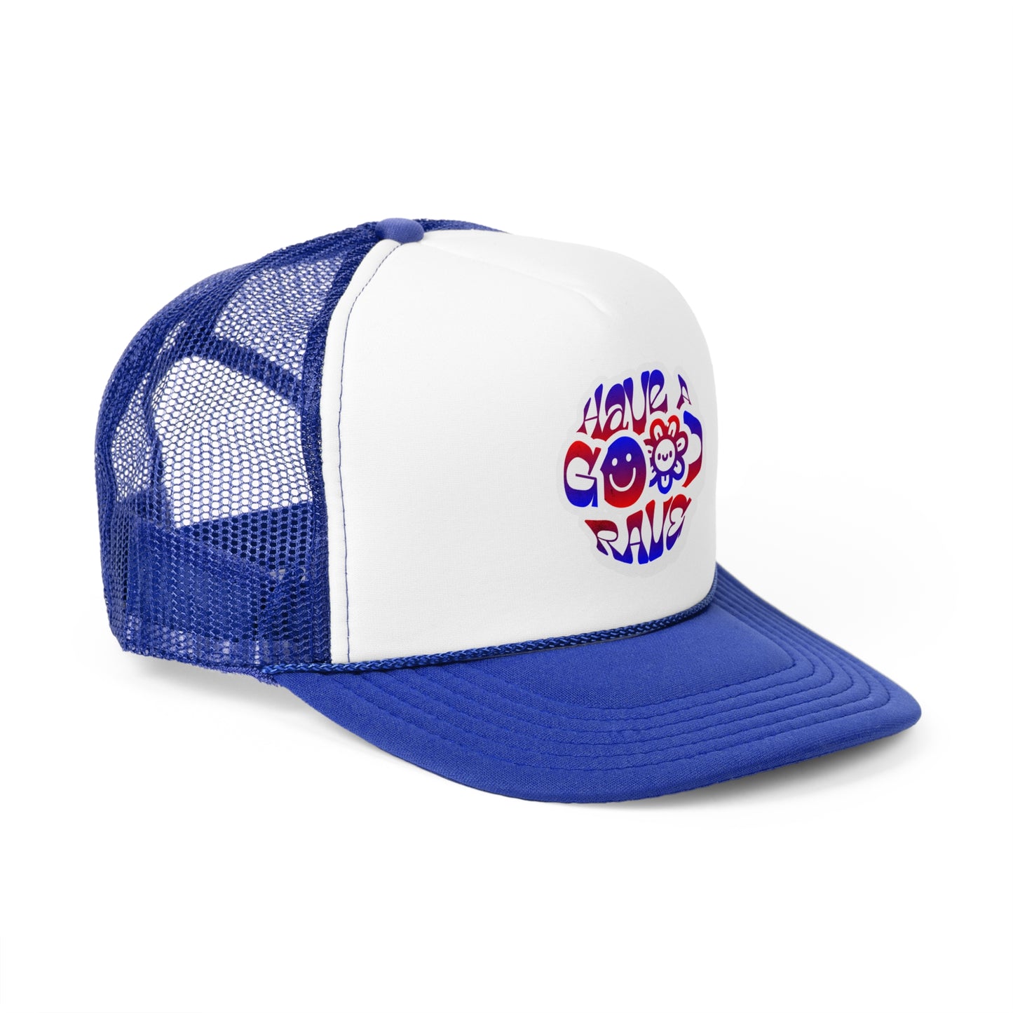 "Have A Good Rave" Blue and Red Trucker Hat