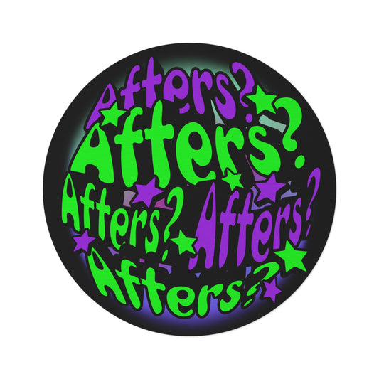 "Afters?" Green and Purple Round Rug