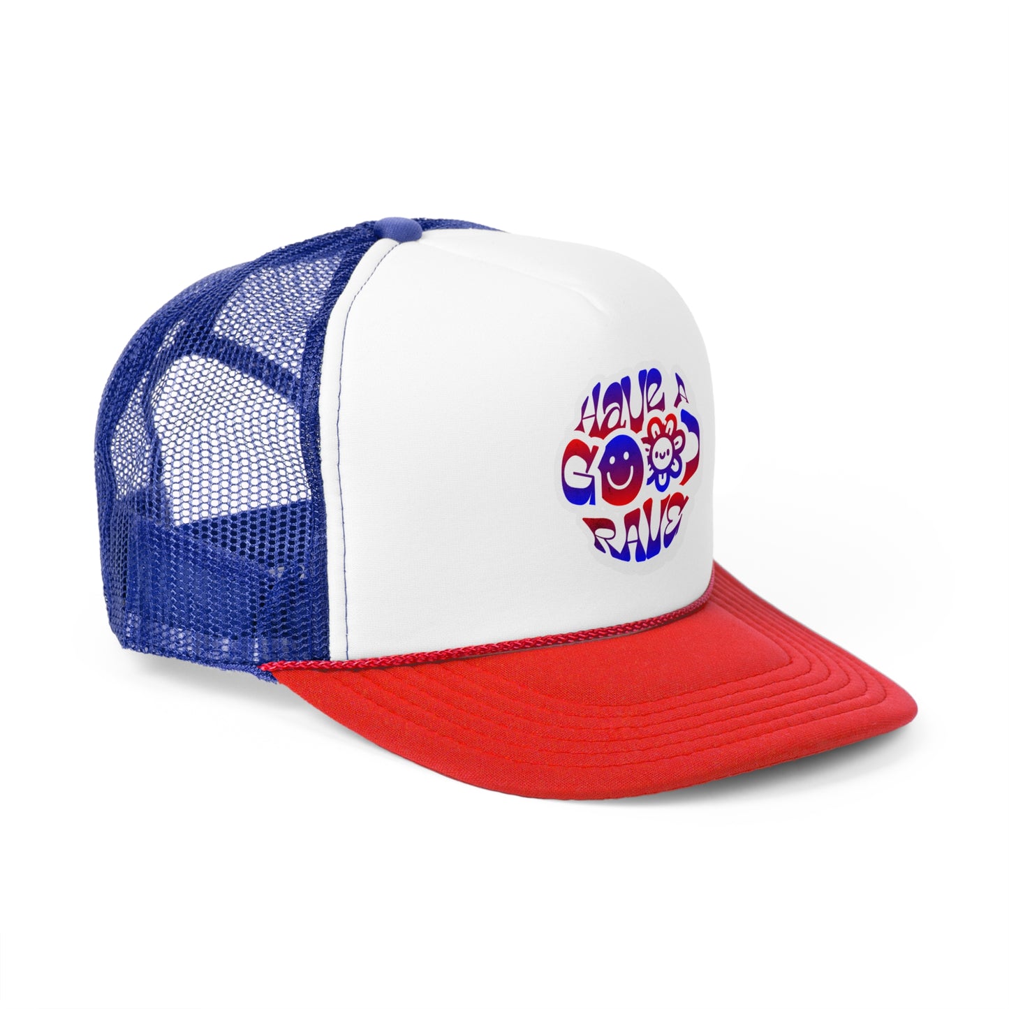 "Have A Good Rave" Blue and Red Trucker Hat