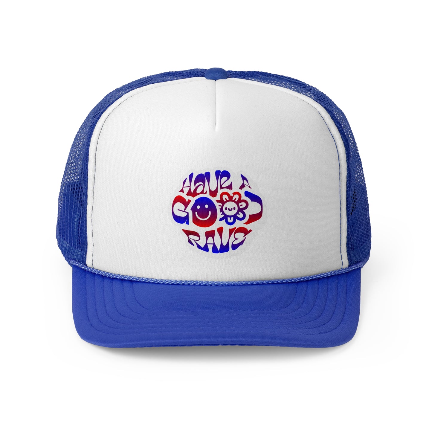 "Have A Good Rave" Blue and Red Trucker Hat
