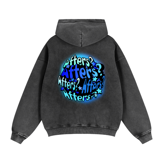 'Afters?' Blue Zip Washed Hoodie